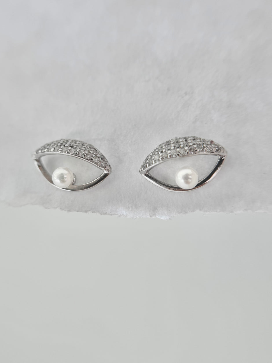White Eye Earrings