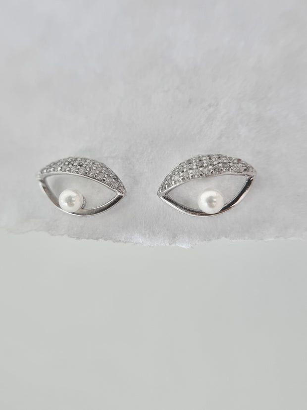 White Eye Earrings