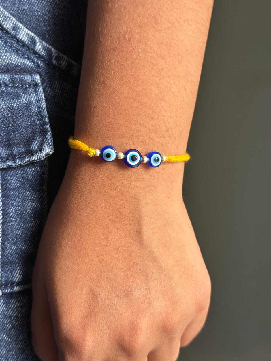 Evil Eye Yellow Rakhi