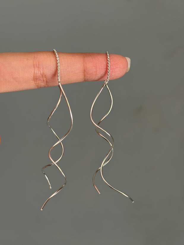 Curly Threaded Earring