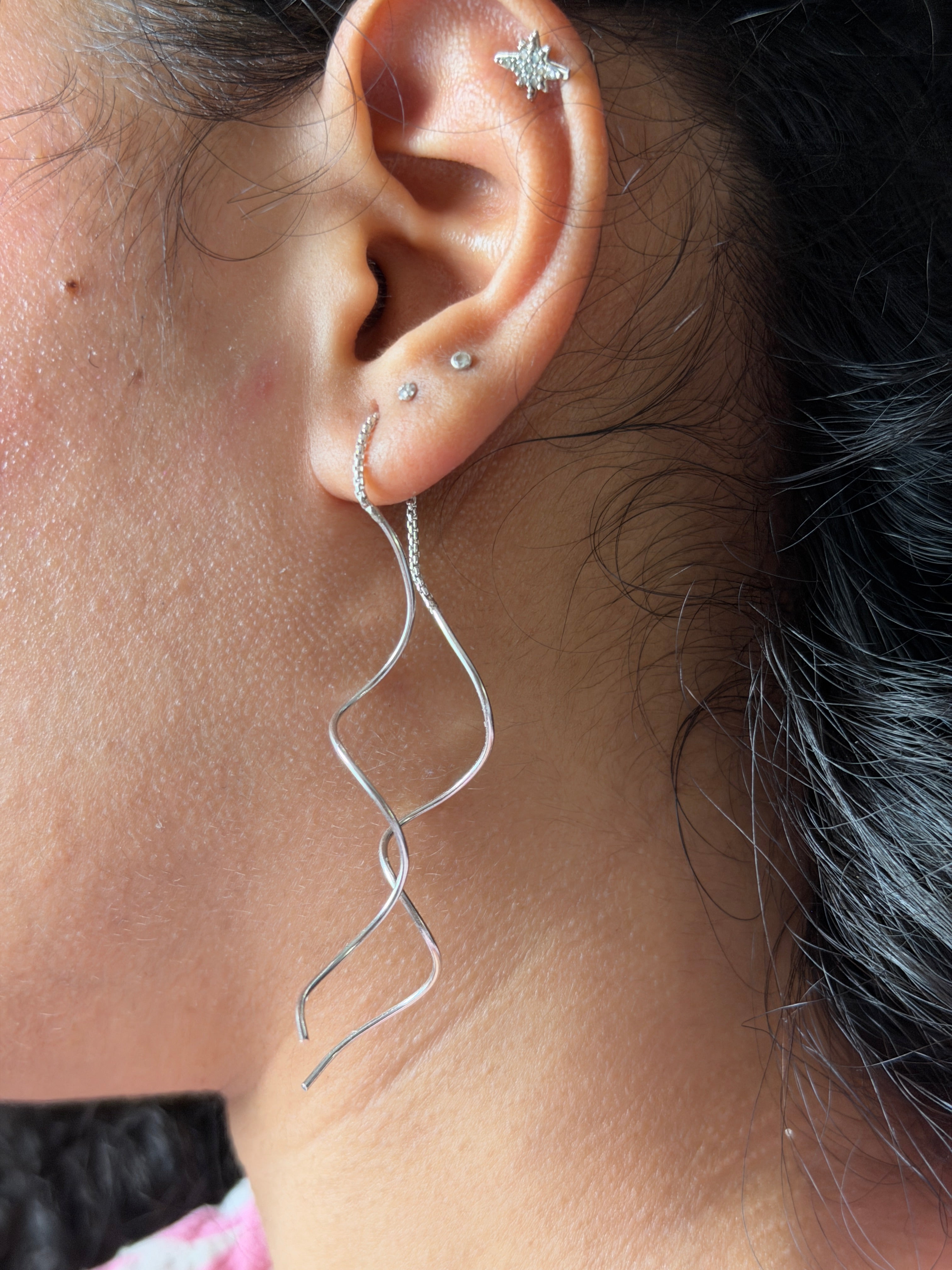 Curly Threaded Earring
