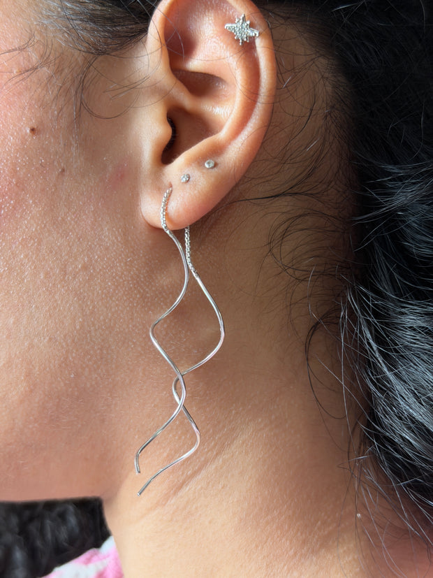 Curly Threaded Earring