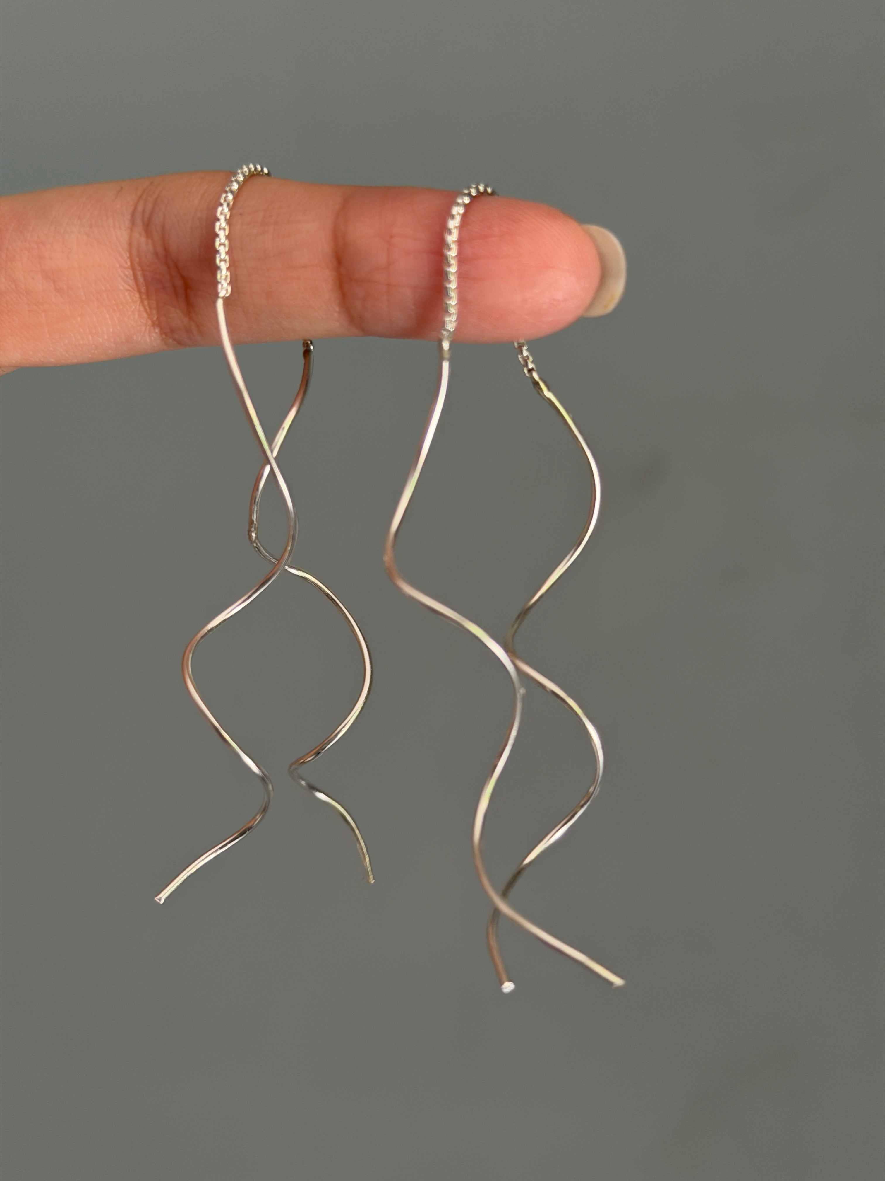 Curly Threaded Earring