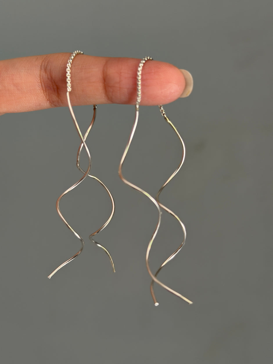 Curly Threaded Earring